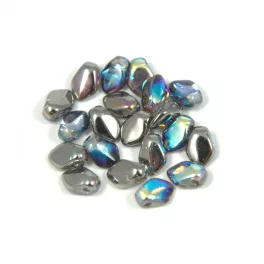   Gekko - cseh préselt szirom gyöngy - Crystal Graphite Rainbow - 3x5mm