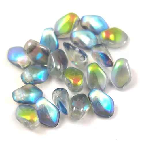 Gekko - cseh préselt szirom gyöngy - Crystal Blue Rainbow - 3x5mm