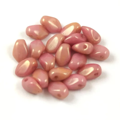 Gekko - cseh préselt szirom gyöngy - White Pink Bronze Luster - 3x5mm
