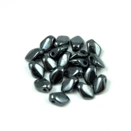 Gekko - cseh préselt szirom gyöngy - Hematit - 3x5mm