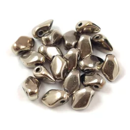 Gekko - cseh préselt szirom gyöngy - Jet Chrome - 3x5mm