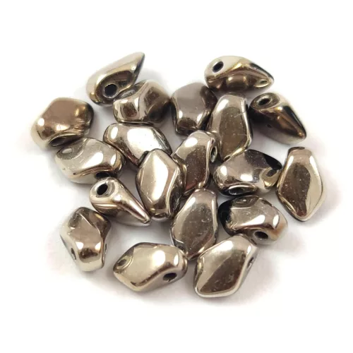 Gekko - cseh préselt szirom gyöngy - Jet Chrome - 3x5mm