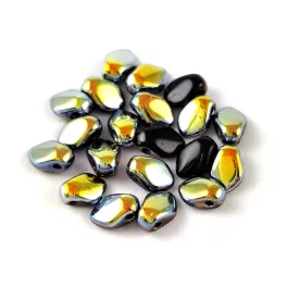 Gekko - cseh préselt szirom gyöngy - Jet Marea - 3x5mm