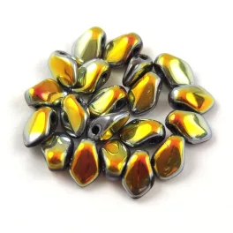 Gekko - cseh préselt szirom gyöngy - Jet Marea - 3x5mm