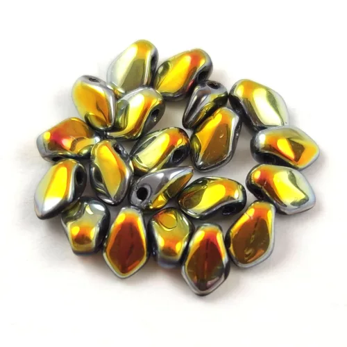 Gekko - cseh préselt szirom gyöngy - Jet Marea - 3x5mm