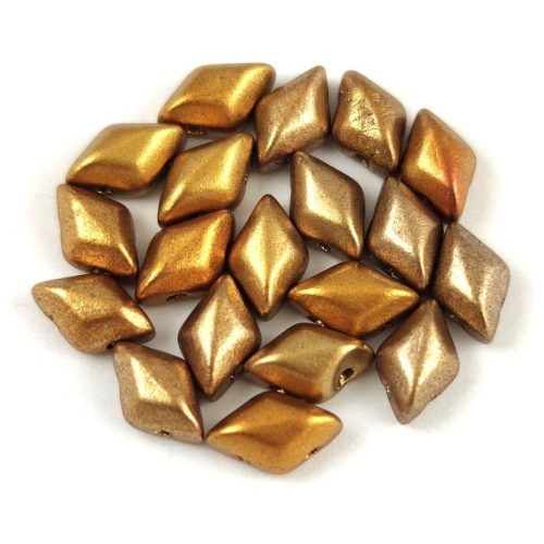 Gemduo cseh préselt üveggyöngy - Matte Metallic Gold Iris - 5x8 mm