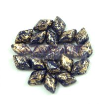   Gemduo cseh préselt üveggyöngy - Dark Sapphire Gold Patina - 5x8 mm