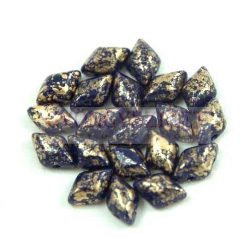 Gemduo bead - Dark Sapphire Gold Patina - 5x8 mm