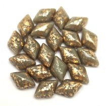   Gemduo cseh préselt üveggyöngy - Gray Gold Patina - 5x8 mm