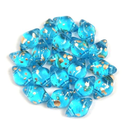 Gemduo bead - Aquamarine Gold Patina - 5x8 mm