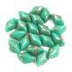 Gemduo cseh préselt üveggyöngy - Turquoise Green Copper Luster - 5x8 mm