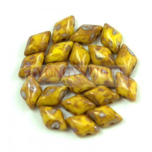 Gemduo bead - Opaque Jonquil Picasso - 5x8 mm