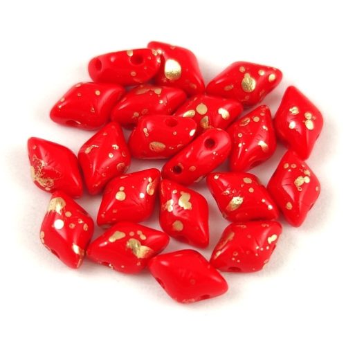 Gemduo bead - Opaque Red Gold Patina - 5x8 mm
