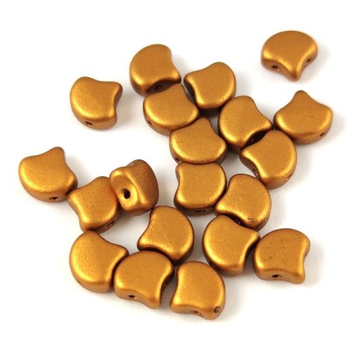 Ginko - Czech Pressed 2 Hole Glass Bead - Brass Gold - 7.5 x 7.5 mm