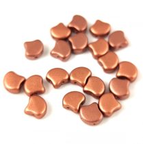  Ginko - cseh préselt kétlyukú gyöngy - Matt Copper - 7.5 x 7.5 mm