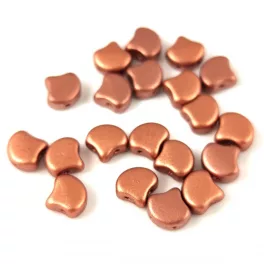   Ginko - cseh préselt kétlyukú gyöngy - Matt Copper - 7.5 x 7.5 mm