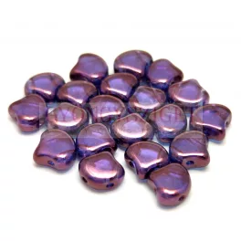   Ginko - cseh préselt kétlyukú gyöngy - Crystal Lila Vega Luster - 7.5 x 7.5 mm
