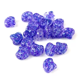   Ginko - cseh préselt kétlyukú gyöngy - Confetti Splash Indigo - 7.5 x 7.5 mm