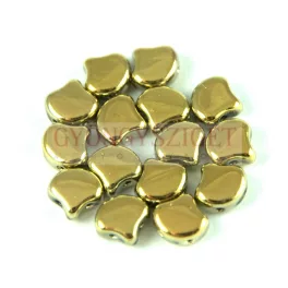   Ginko - cseh préselt kétlyukú gyöngy - Crystal Full Amber - 7.5 x 7.5 mm