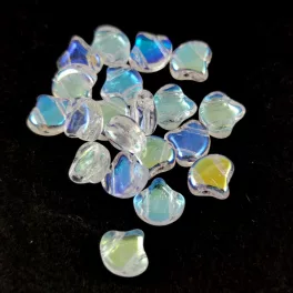   Ginko - cseh préselt kétlyukú gyöngy - Crystal AB - 7.5 x 7.5 mm