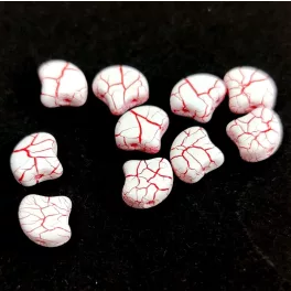   Ginko - cseh préselt kétlyukú gyöngy - Ionic White Red - 7.5 x 7.5 mm