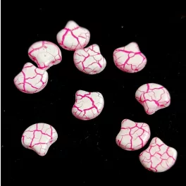   Ginko - cseh préselt kétlyukú gyöngy - Ionic White Pink - 7.5 x 7.5 mm