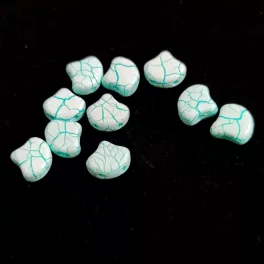   Ginko - cseh préselt kétlyukú gyöngy - Ionic White Green - 7.5 x 7.5 mm