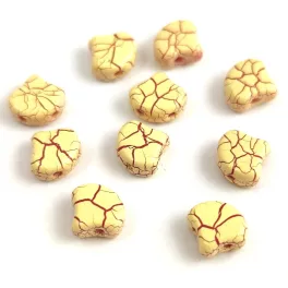   Ginko - cseh préselt kétlyukú gyöngy - Ionic Light Yellow Dark Red - 7.5 x 7.5 mm