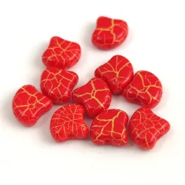   Ginko - cseh préselt kétlyukú gyöngy - Ionic Red Yellow - 7.5 x 7.5 mm