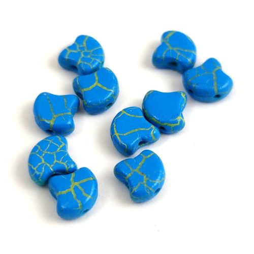 Ginko - cseh préselt kétlyukú gyöngy - Ionic Blue Yellow - 7.5 x 7.5 mm