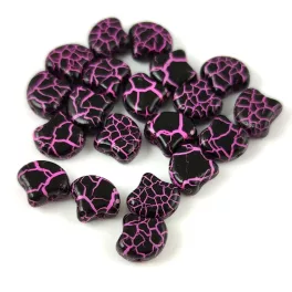   Ginko - cseh préselt kétlyukú gyöngy - Ionic Jet Pink - 7.5 x 7.5 mm