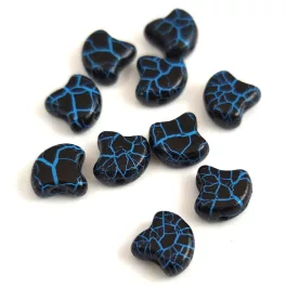   Ginko - cseh préselt kétlyukú gyöngy - Ionic Jet Blue - 7.5 x 7.5 mm