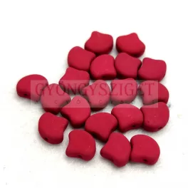   Ginko - cseh préselt kétlyukú gyöngy - Matte Silk Satin Wine - 7.5 x 7.5 mm