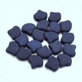   Ginko - cseh préselt kétlyukú gyöngy - Matte Silk Satin Dark Blue - 7.5 x 7.5 mm