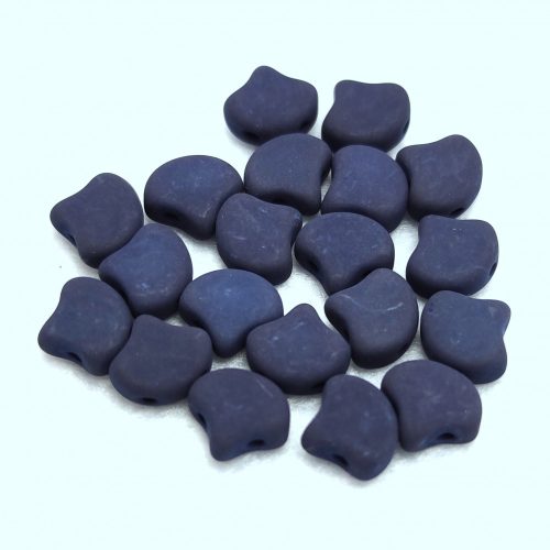 Ginko - Czech Pressed 2 Hole Glass Bead - Matte Silk Satin Dark Blue - 7.5 x 7.5 mm