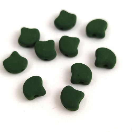 Ginko - cseh préselt kétlyukú gyöngy - Matte Velvet Dark Green - 7.5 x 7.5 mm