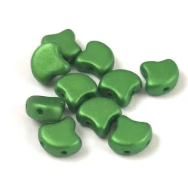   Ginko - cseh préselt kétlyukú gyöngy - Chatoyant Shimmer Artichoke - 7.5 x 7.5 mm