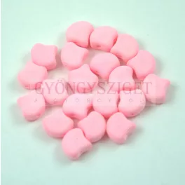   Ginko - cseh préselt kétlyukú gyöngy - Bondeli Matte Soft Pink - 7.5 x 7.5 mm