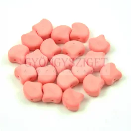   Ginko - cseh préselt kétlyukú gyöngy - Bondeli Matte Coral - 7.5 x 7.5 mm
