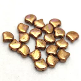   Ginko - cseh préselt kétlyukú gyöngy - White Bronze Terracotta - 7.5 x 7.5 mm