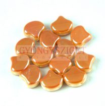   Ginko - cseh préselt kétlyukú gyöngy - White Peach - 7.5 x 7.5 mm