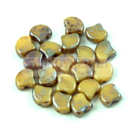   Ginko - cseh préselt kétlyukú gyöngy - Opaque Beige Rembrandt - 7.5 x 7.5 mm