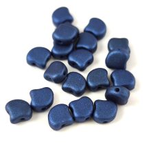  Ginko - cseh préselt kétlyukú gyöngy - Matt Metallic Blue - 7.5 x 7.5 mm