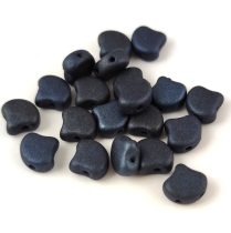   Ginko - cseh préselt kétlyukú gyöngy - Matt Metallic Dark Blue - 7.5 x 7.5 mm