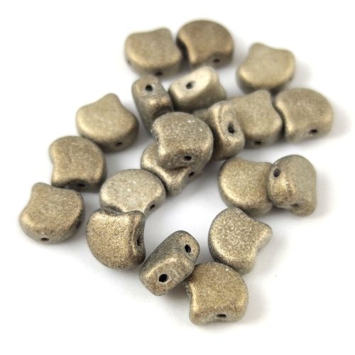 Ginko - cseh préselt kétlyukú gyöngy - Matt Metallic Clay - 7.5 x 7.5 mm
