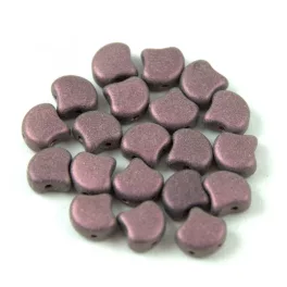  Ginko - cseh préselt kétlyukú gyöngy - Matt Metallic Pink - 7.5 x 7.5 mm