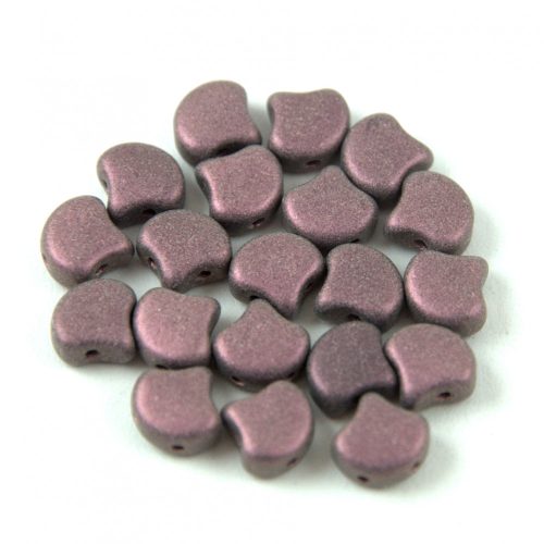 Ginko - cseh préselt kétlyukú gyöngy - Matt Metallic Pink - 7.5 x 7.5 mm