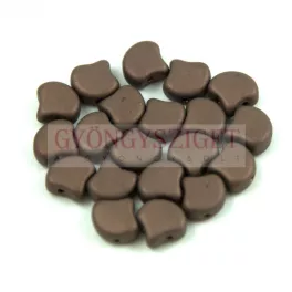   Ginko - cseh préselt kétlyukú gyöngy - Opaque Bronze Mat - 7.5 x 7.5 mm