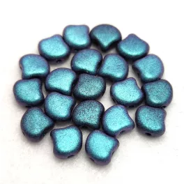   Ginko - cseh préselt kétlyukú gyöngy - Jet Polychrome Indigo Orchid - 7.5 x 7.5 mm