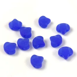   Ginko - cseh préselt kétlyukú gyöngy - Sapphire Blue Matt - 7.5 x 7.5 mm